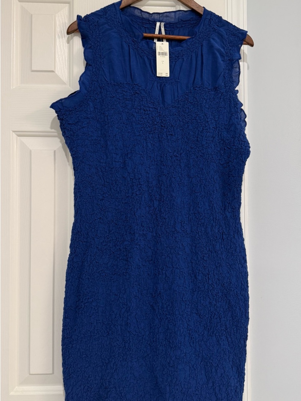 Anthropologie Royal Blue Textured Midi Dress